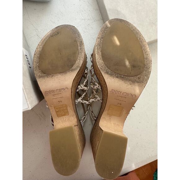 90s Jimmy Choo Dalina Caged Wedge Platform Sandals Size 39 Quiet Luxury 2000s - Picture 9 of 11